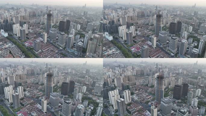 5K原素材-航拍开发建设的上海新天地商圈