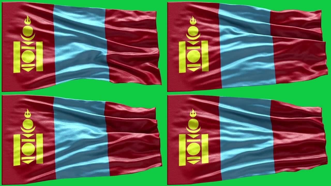 4k蒙古国旗-蒙古国旗高细节-蒙古国旗波浪图案可循环元素
