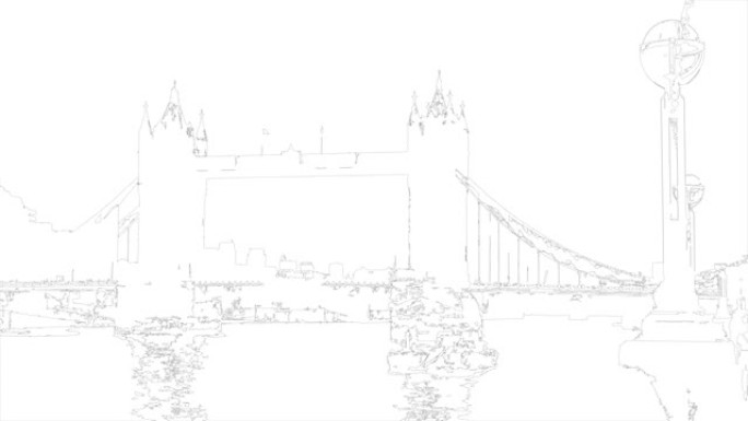 塔桥动画线条画。