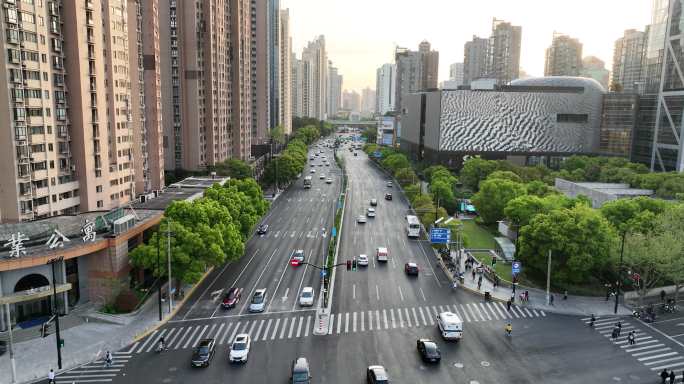 5K原素材-航拍上海徐家汇路、马当路商圈