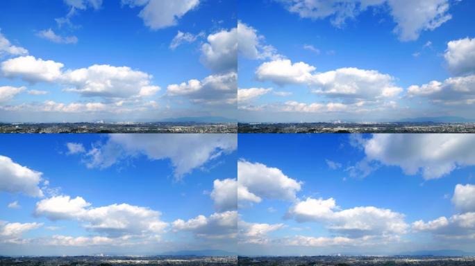 福冈市的时间流逝万里晴空蓝天白云