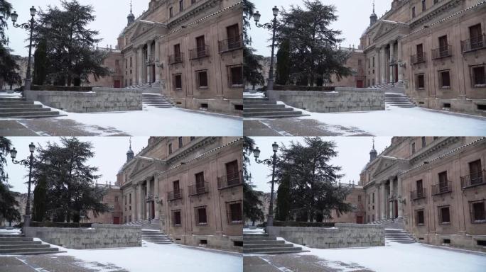 西班牙萨拉曼卡的雪。城市景观。
