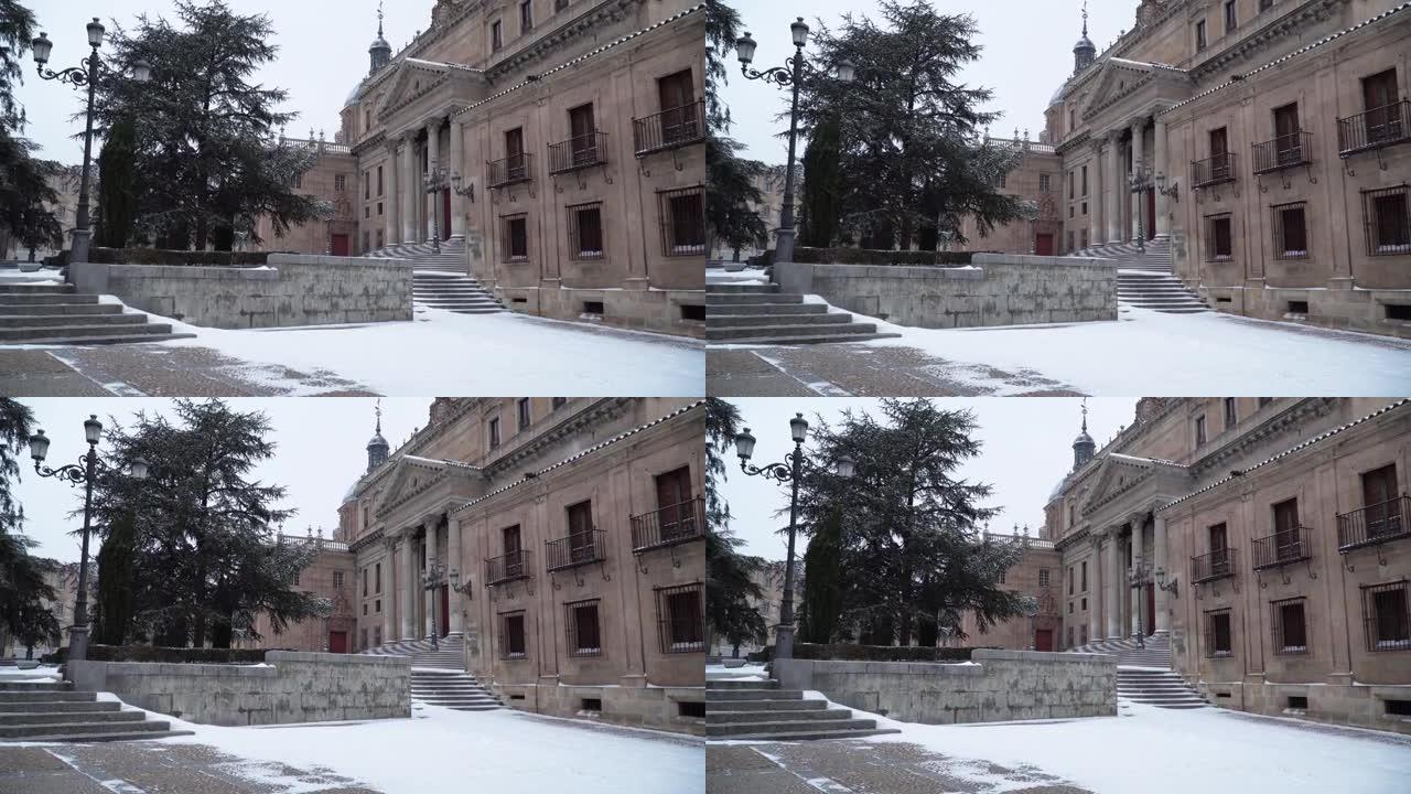 西班牙萨拉曼卡的雪。城市景观。