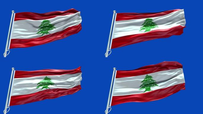 4k高度详细的黎巴嫩国旗-黎巴嫩国旗高细节-黎巴嫩国旗波浪图案可循环元素