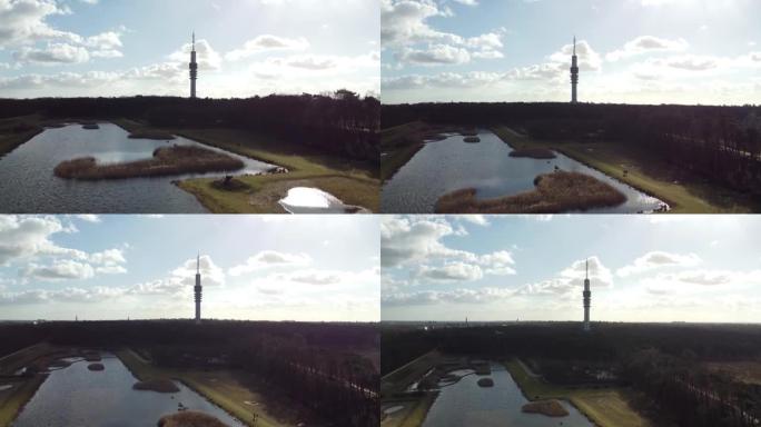 荷兰希尔弗苏姆的电视广播发送塔，空中