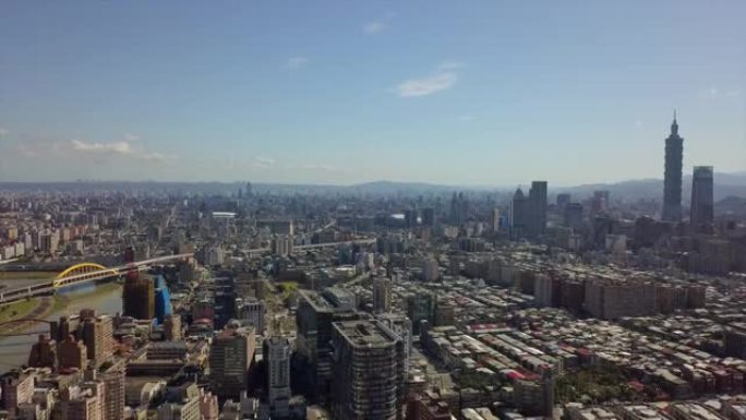 台湾台北市容著名河桥中区空中全景4k