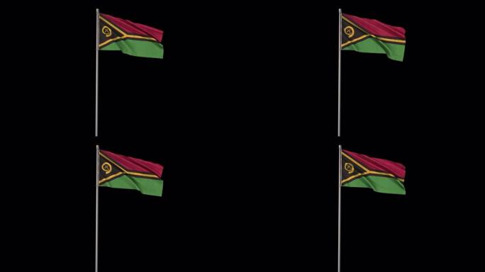 瓦努阿图旗帜阿尔法频道，4k视频是透明的，