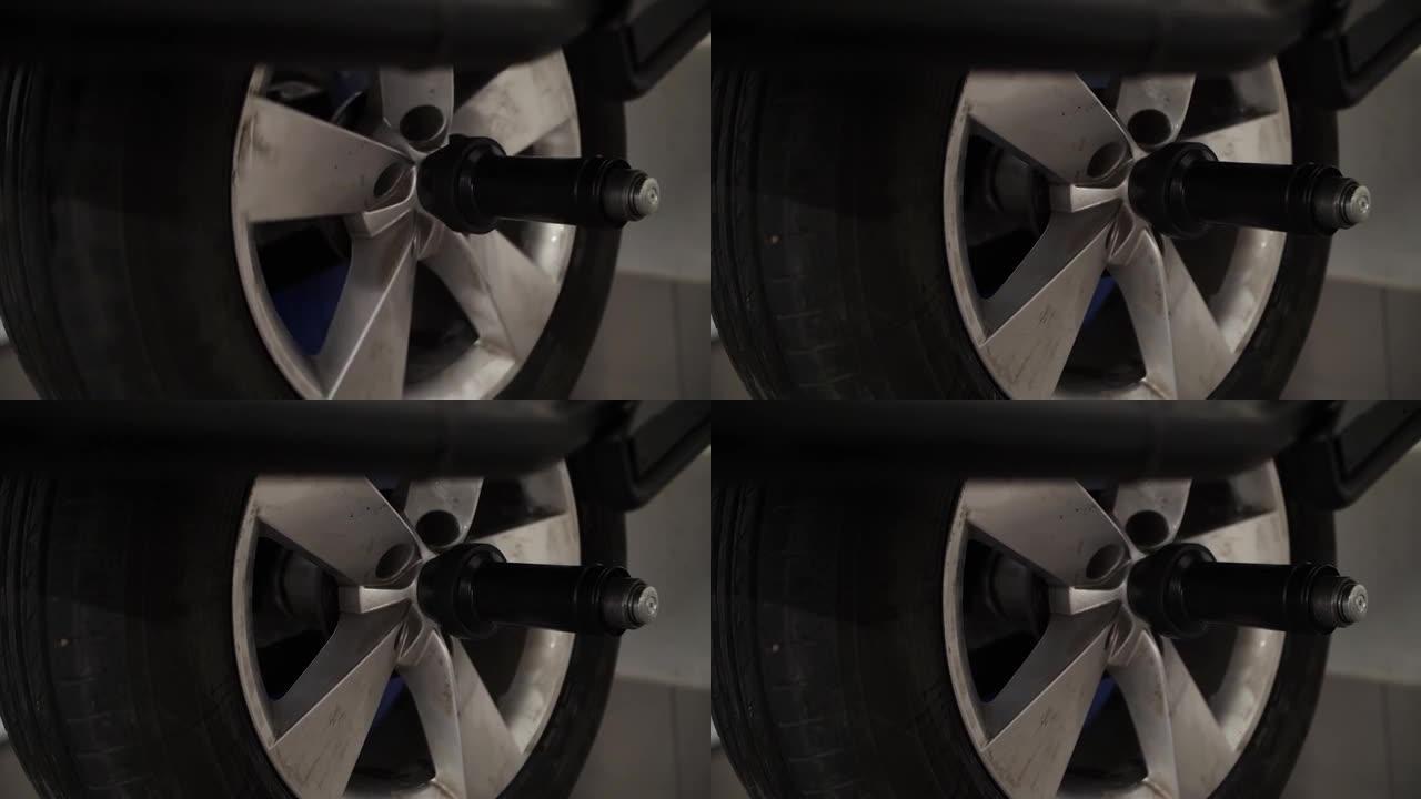 车轮平衡器轮胎的镜头