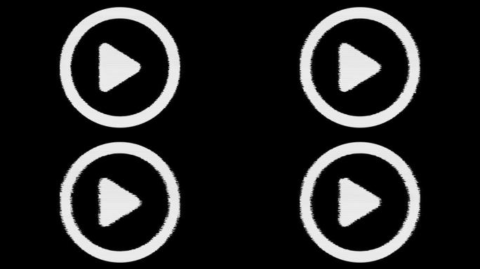 眨眼或毛刺效果的动画动作在圆圈符号上播放媒体符号。阿尔法通道与黑色搭配
