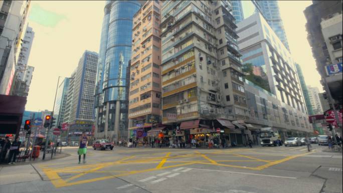 香港城市街道人流延时