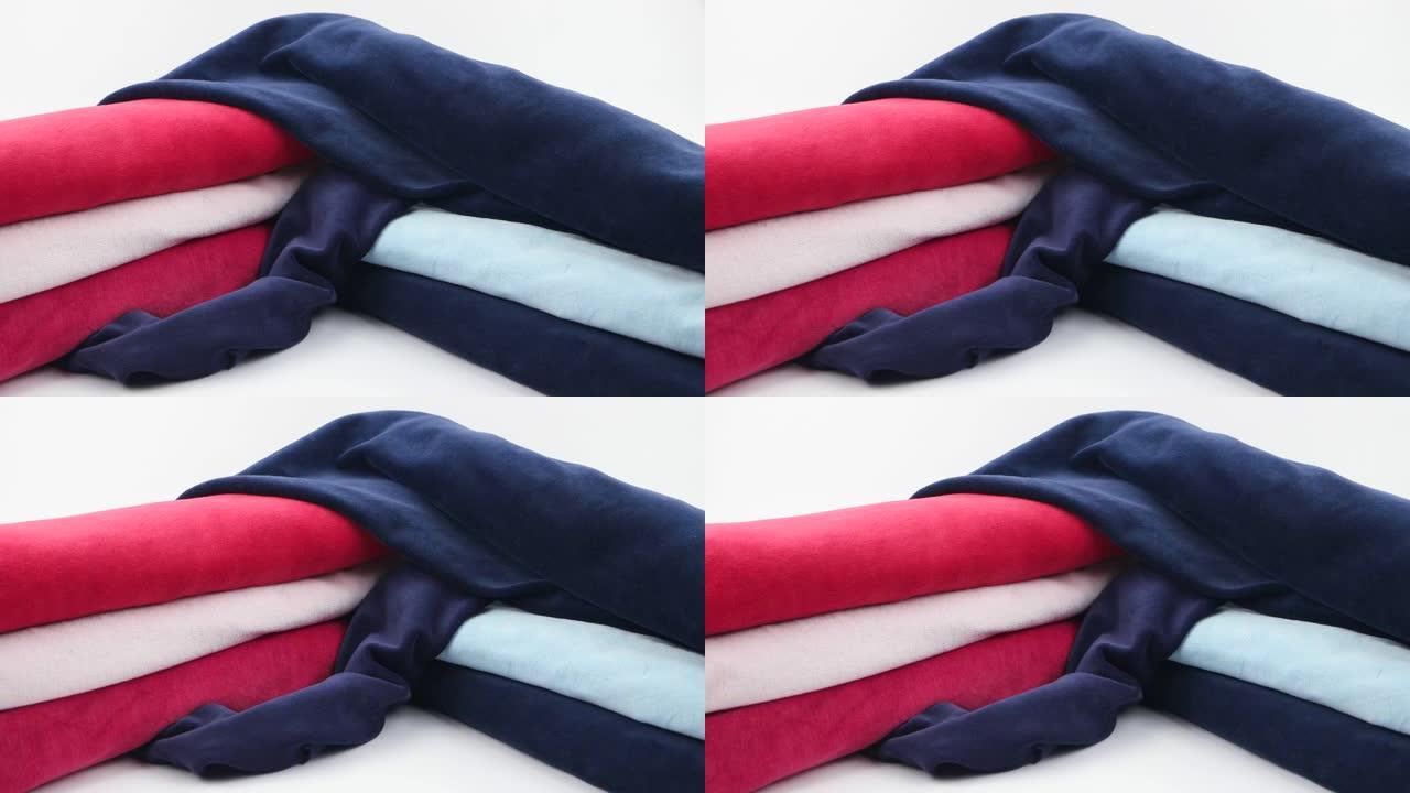 红色，粉红色，蓝色，紫色，淡蓝色的天鹅绒和丝绒系列。