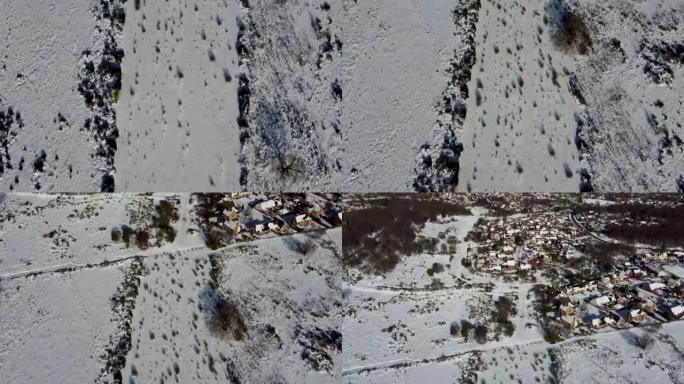 英国萨福克的前空军基地皇家空军Martlesham Heath被积雪覆盖的无人机镜头