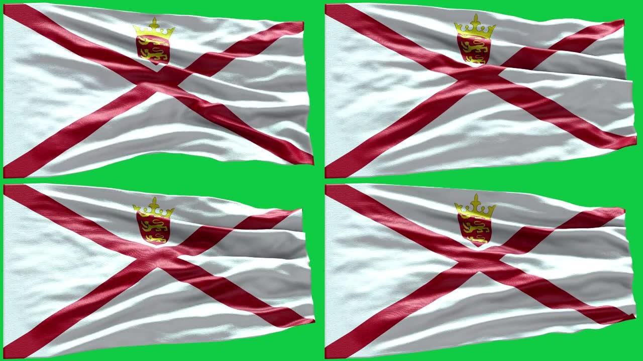 4k高度详细旗泽西岛-泽西岛旗高细节-国旗泽西岛波模式可循环元素