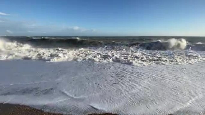 Video of very choppy sea and waves in sunny and cl