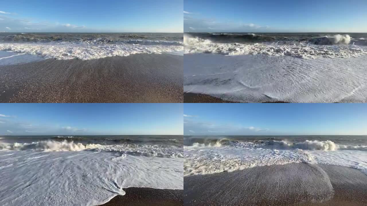 Video of very choppy sea and waves in sunny and cl