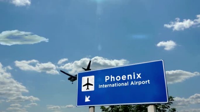 飞机降落在凤凰城亚利桑那机场