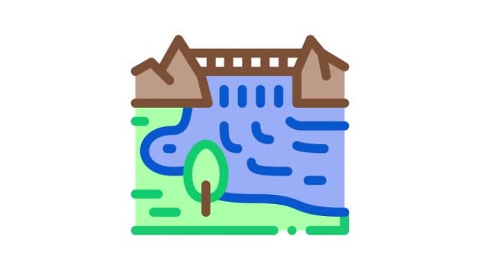 河流景观图标动画