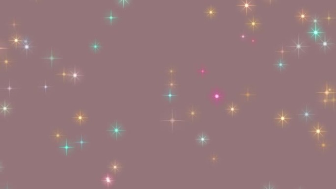 粉色和多色4k星星粒子背景流星和闪光，闪烁的绚丽五彩星星背景，火花循环