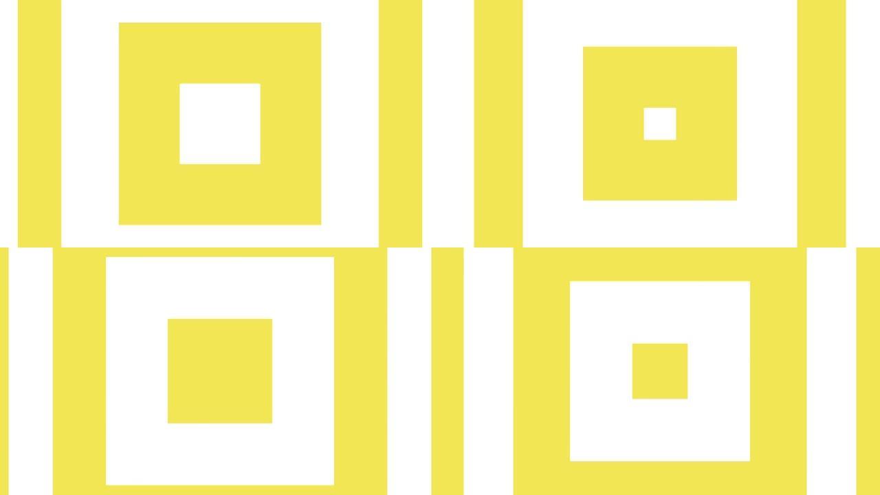 黄色和白色正方形缩放运动图形。简单的背景动画
