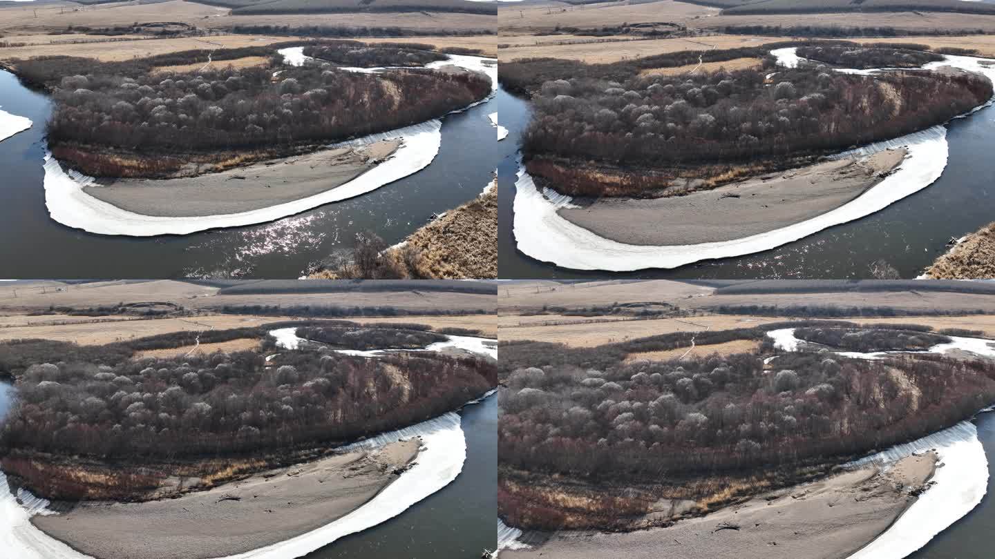 湿地残冰红柳河湾