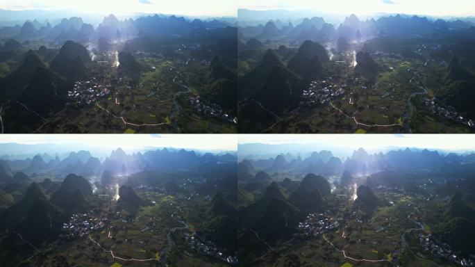 桂林阳朔翠屏五指山航拍