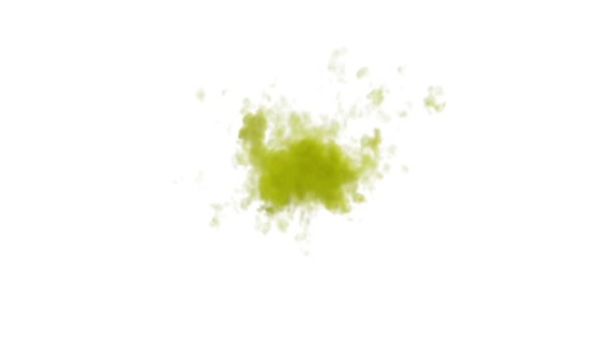 黄色粉末粉尘爆炸，白色背景4K