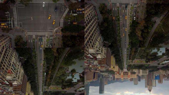 台湾台北市中心天台交通街十字路口空中向下视图4k