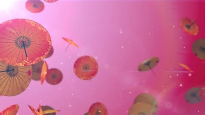 日本中国雨伞阳伞粒子圈动画