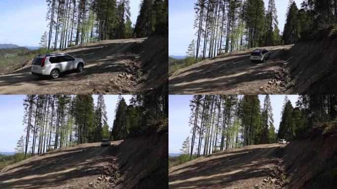 乌克兰喀尔巴阡山脉-2020年5月23日: 越野车从小道爬上来的景色