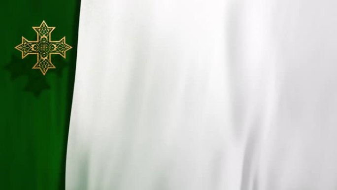 环科普特东正教十字架在全框架绿色白色天鹅绒丝绸背景