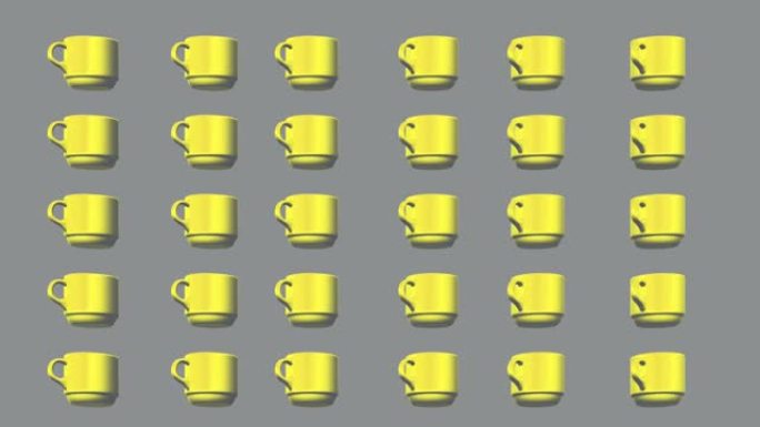 潘通照明黄色3D咖啡杯在灰色背景