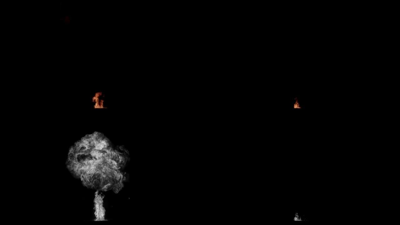慢动作爆炸现实火球火焰与Luma通道4k