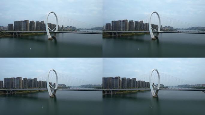 柳州白沙大桥柳江风光城市建筑航拍