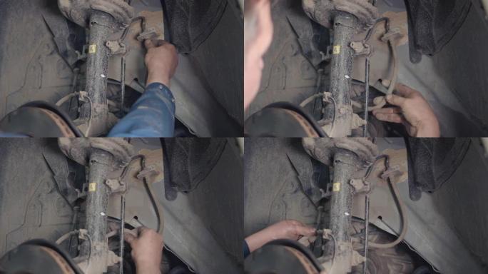 汽车刹车盘和刹车片在汽车修理厂修理