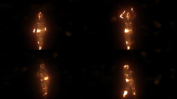 跳舞嘻哈火粒子- 3D插图