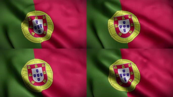 葡萄牙国旗纹理挥舞特写背景高清