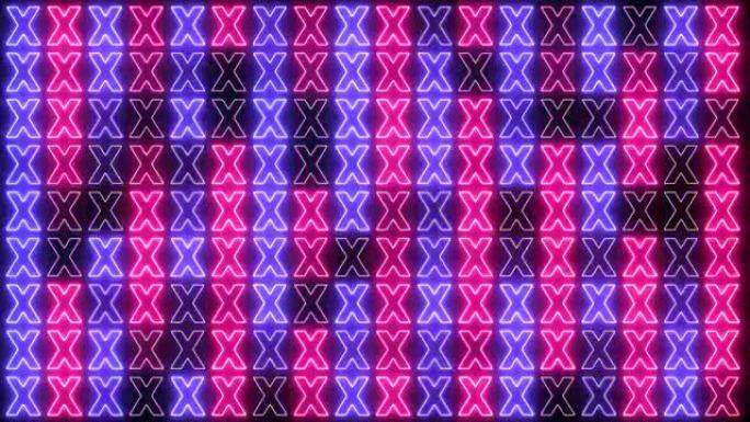 抽象创意霓虹灯边框，马赛克瓷砖。闪亮、发光的正方形背景。音乐，声音和技术，高科技概念。