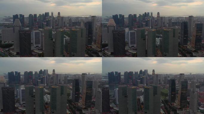 暮光照明新加坡城市著名的市中心海湾航空全景4k