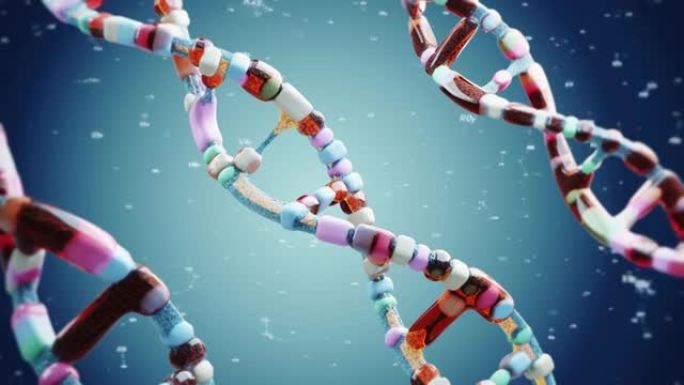 DNA序列。3D微观世界立体旋转