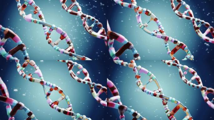 DNA序列。3D微观世界立体旋转