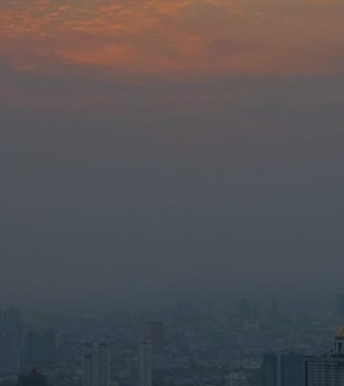 延时，曼谷城市夜景的白天到夜晚，灰尘超过标准值PM2.5