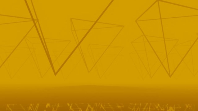 橙色背景的旋转倒金字塔。简单的运动图形动画景观