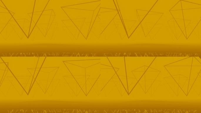 橙色背景的旋转倒金字塔。简单的运动图形动画景观