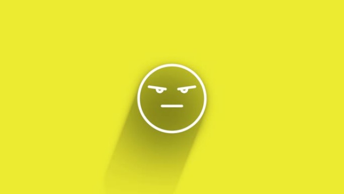 在4k分辨率循环就绪文件中，当阴影在黄色背景上四处传递时，邪恶的表情符号