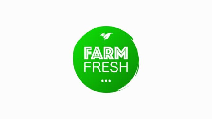 农场新鲜健康的有机素食食品线性垃圾垃圾标志标签和标签不同的设计和绿色。手绘的对象。运动图形。