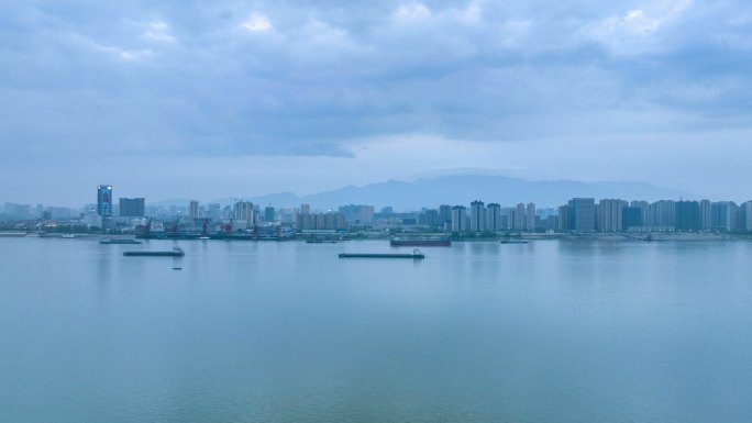 九江市江畔风景航拍延时