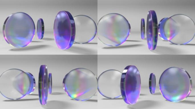 转向环抽象圈紫色玻璃形状与反射背景