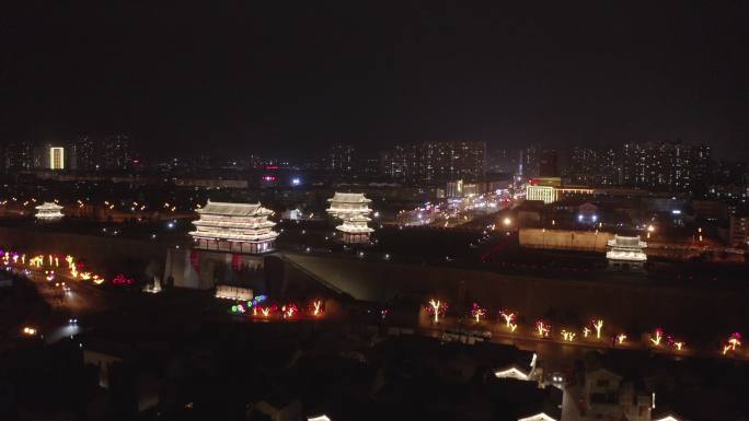 大同古城夜景航拍