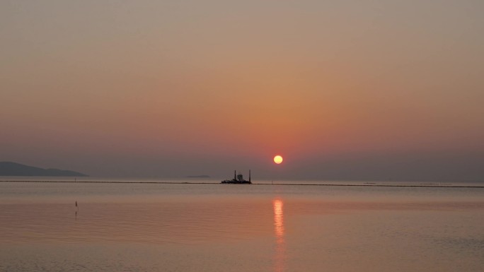 太湖西山日落延时空镜头