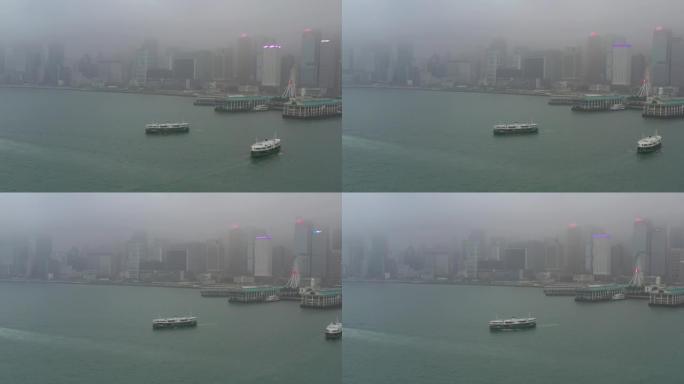雾天香港渡轮的镜头